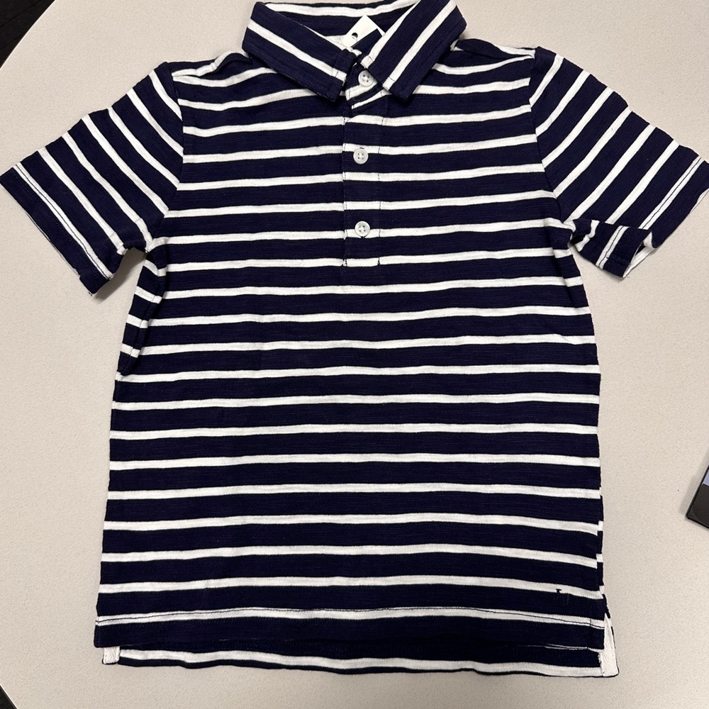 Janie and Jack Blue and White Striped Polo Shirt